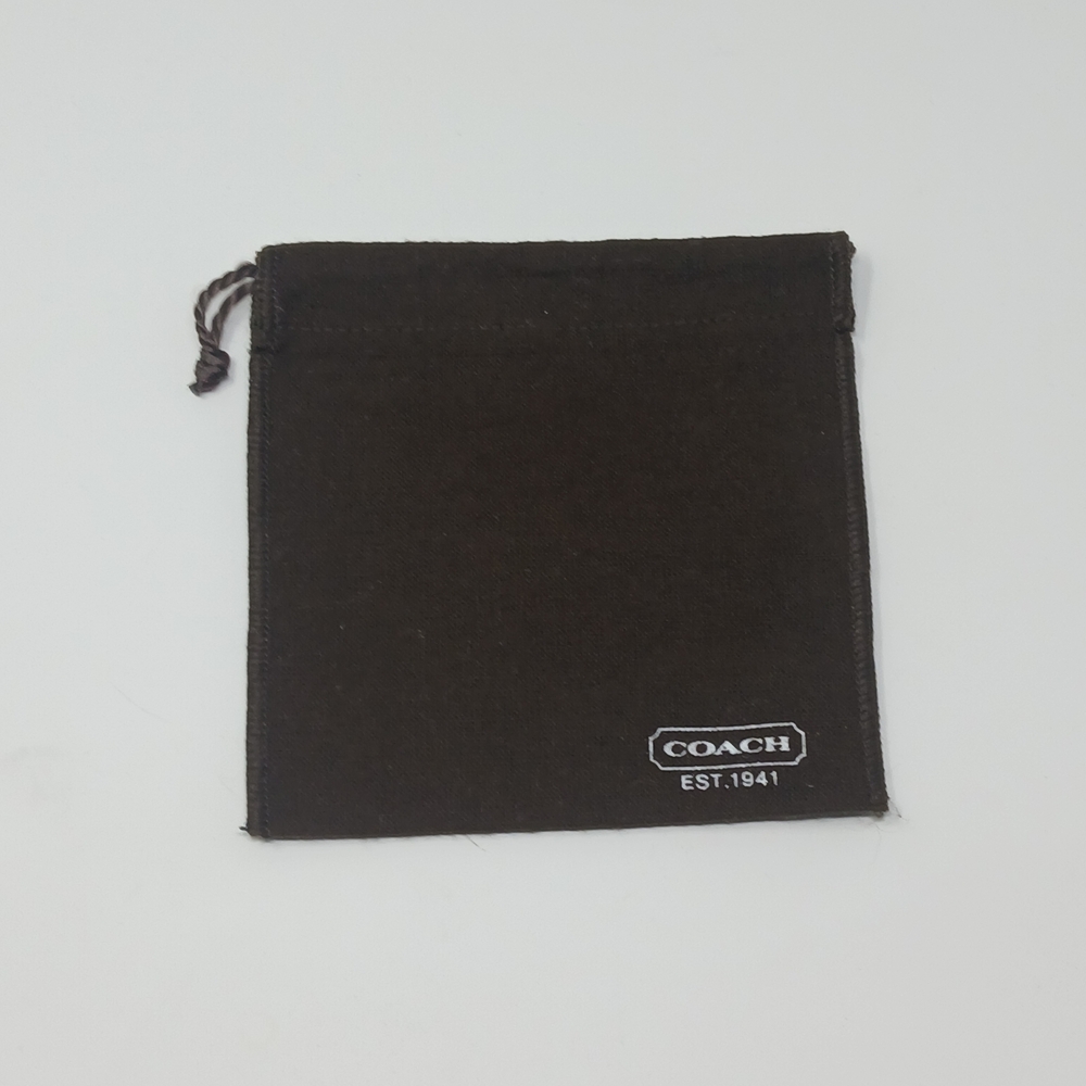 Coach Dark Brown Jewelry Drawstring Dust Pouch with With Coach Logo